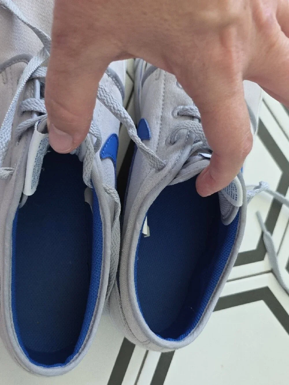 Nike Men’s Low-Top Sneakers - Light Gray with Blue Swoosh